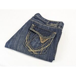 Pepe Jeans Y2K Embroidered Mens 40x34 Blue Straight Flap Pocket‎ Skater Western